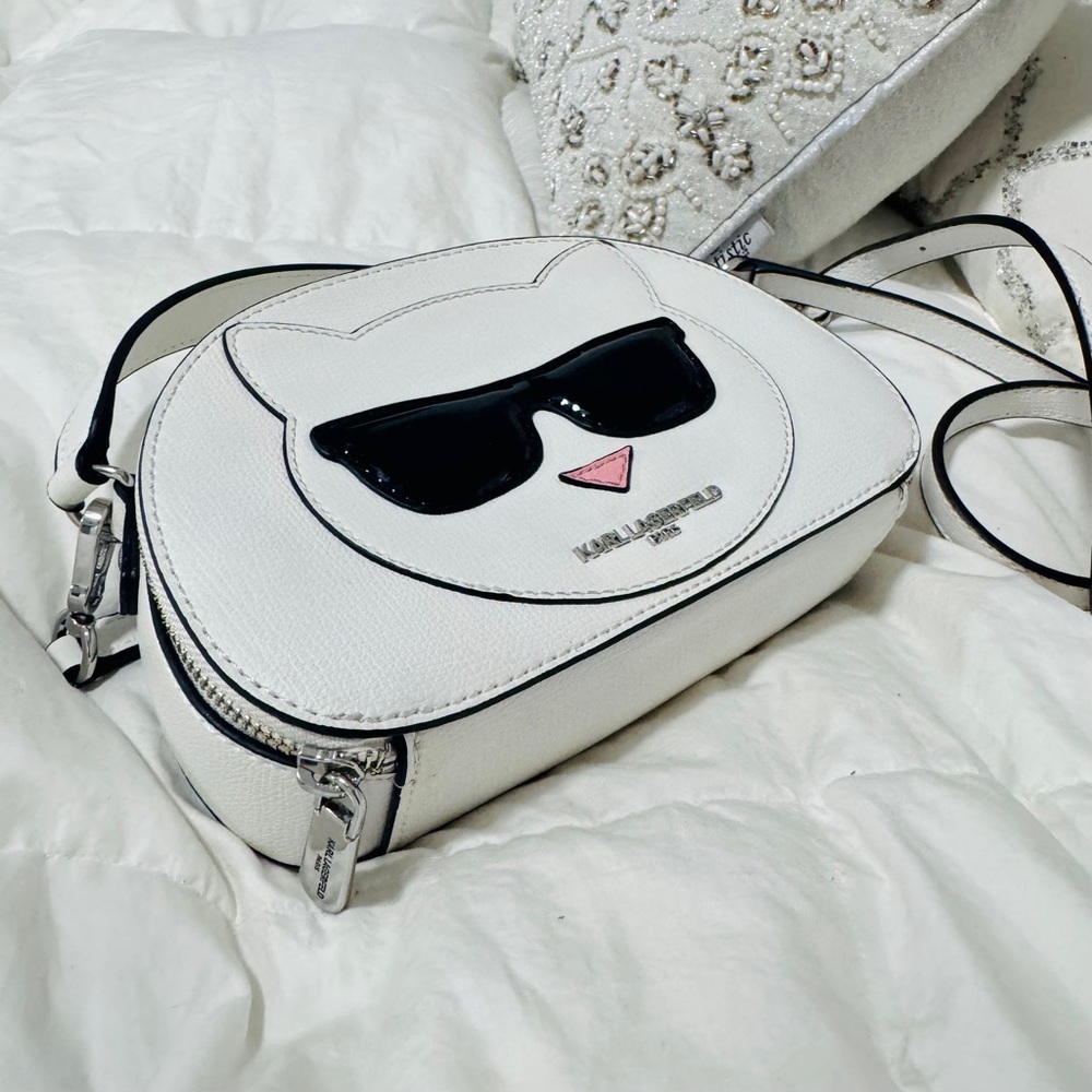 Karl Lagerfeld White and Black Cat Crossbody Bag - Picture 5 of 5